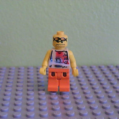 LEGO Minifigure-Basketball Street Player, Tan Torso and Orange Legs-Sports / Basketball-NBA033-Creative Brick Builders